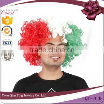 Cheap Italy flag multi color football sports fan wigs