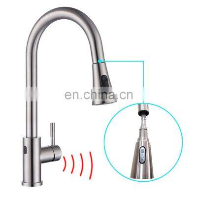 China GIBO gold matt black brass pull out touchless infrared  SUS 304 stainless steel touch kitchen  faucet sensor