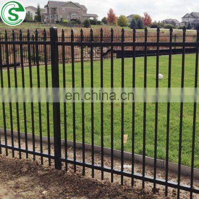 6 ft high Black Spear top steel tubular fence for park, school, church