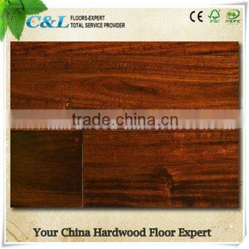 Popular Red color prefinished small leaf acacia solid wood flooring