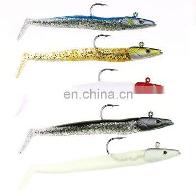 22g 12cm fishing lure silicone sandeel lure soft Fishing Jig Lure Artificial Bait with Lead Jig Head