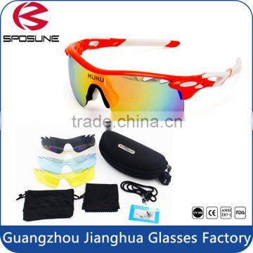 Hottest selling low MOQ color mixing 5 interchangeable lens bicycle sport sun glasses