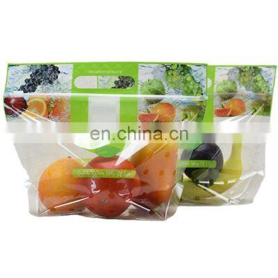 Anti-fog perforated flat stand up clear plastic fresh vegetable fruit salad packaging pouch bag with holes adhesive seal ziplock