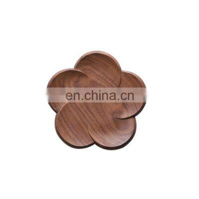 new design wintersweet shape walnut cup mat wood cups coaster 9.5x1cm