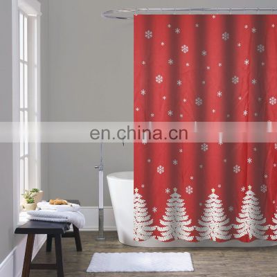 Christmas pattern holiday bathroom decoration polyester shower curtains