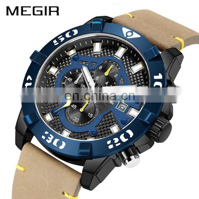 MEGIR 2136 Sport Mens Fashion Wristwatches Top Brand Luxury Chronograph Watches Waterproof Quartz Luminous Multifunction Watch