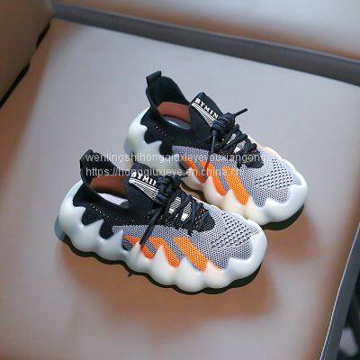 Cool Shoes Flying Woven Surface Stitching Color Blocking Sports Casual Children's Shoes