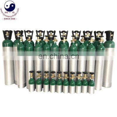 China 3.9L Small Steel/ Aluminum Medical Oxygen Cylinder With CGA870 Type Valve Breathing Oxygen Cylinder With Gauge Hot Sale