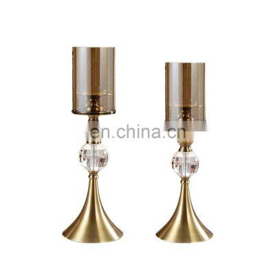 Pillar Glass Gold Single Candlestick Candle Holder