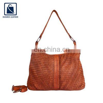 Anthracite Fitting Cotton Lining Material Stylish Look Fashion Designer Women Genuine Leather Handbag Supplier