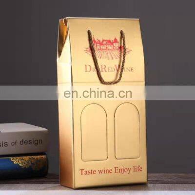 Wholesale Custom Printed Corrugated Paper Packaging With Rope Handle Gift Whisky Red Wine Bag photo-3