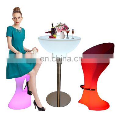 led chairs and tables /Time Modern PE Plastic Shell Material Outdoor Furniture LED Light Glowing Bar Led Chair