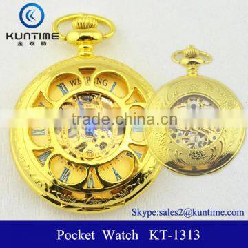 Golden Plated Watch Mechanica Reloj De bolsillo