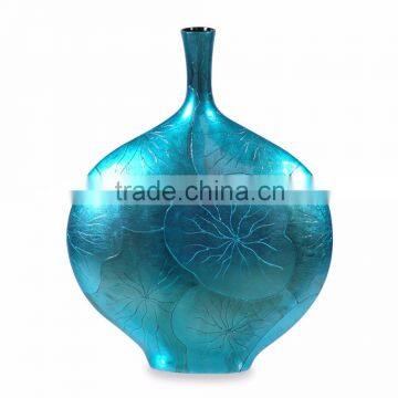 Best selling High quality metallic turquoise bamboo lacquer vase from Vietnam