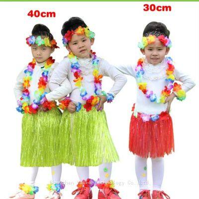 Faldas de hierba de 80 cm - Doble capa con peinilla floral para actuaciones de luau