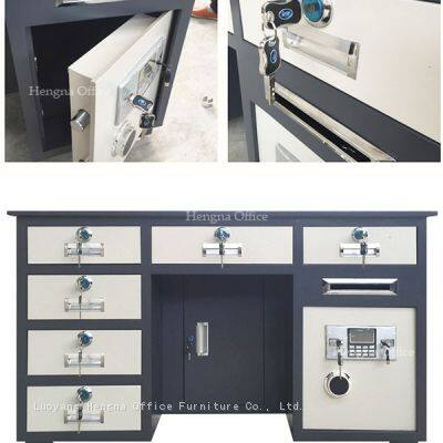 Nova mesa de escritório com design moderno, com cofre biométrico com reconhecimento de impressão digital embutido e abertura para depósito de dinheiro – Ideal para lojas varejistas e escritórios internos de hotéis (OEM disponível) photo-2