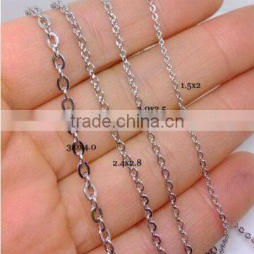 Full Roll Stainless Steel Flat Cable Chain Oval Link Bulk Without Connectors, Fashion Jewelry Cable Chain