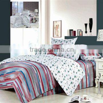 Pigment Print Strip Design Bedding Cotton Duvet Cover Bed Set