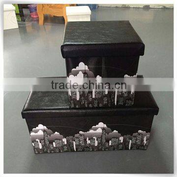 Square pu Leather Foldable Foldable Ottoman Storage Stools