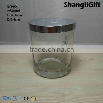 High Quality 500ml Custom Recycled Glass Candle Jar