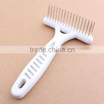 Pets Double Row Comb Steel Pins Cat Grooming Rake Dog Brush
