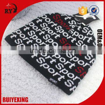 custom embroidery acrylic kintting beanie hat for men