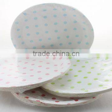 9 Inch Disposable Colorful Round Paper Plates