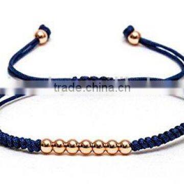 18kt Rose Gold Plated Beads Macrame Bracelet with navy nylon rope