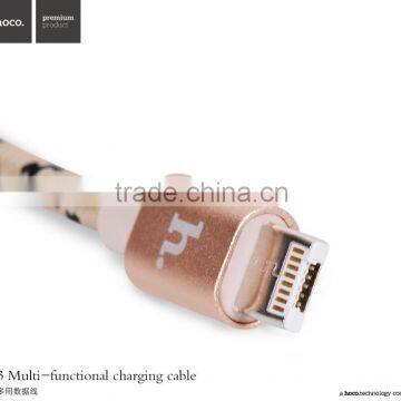 HOCO X3 Multifunctional Charging Cable For Iphone 5s/6/6s/6s Plus and Android Mobile Phone 2in1metal Nylon Weave Cable photo-5