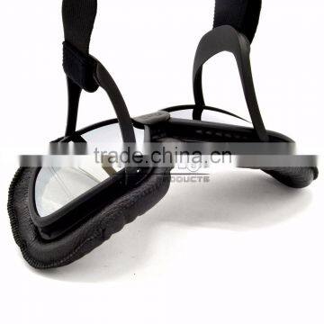 BJ-GT-007 New Arrival Black Leather Goggles Motorcycle With Clear Lens photo-4