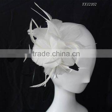 Fashion white feather fascinator on metal headband