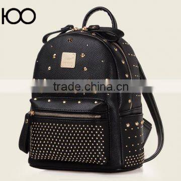 rivet decoration pu leather backpack bag custom made