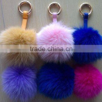 Factory wholesale Stylish 100% Real Fox Fur Balls Keychain