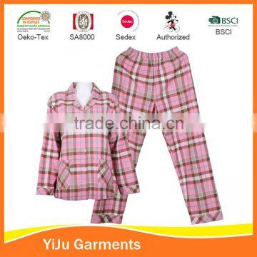 Young Girl Fashion Basic Pinky Yarn Dye Cotton Pajama Sleepwear Set