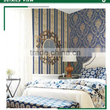 stock embossed vinyl coated wallpaper, vivid blue royal damask wall mural for administration , deco wall decor company