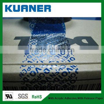 Custom Non Transfer Tamper Evident VOID tape materials of PET