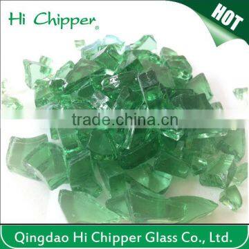 Green fire pit glass rock