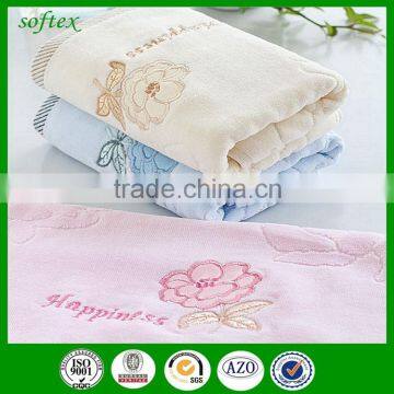 Manufacturer Wholesale 32s2 Cut Velvet Pile Towel Cotton Terry Towel With Artificial Embroidered Roses Plum Flowers photo-6