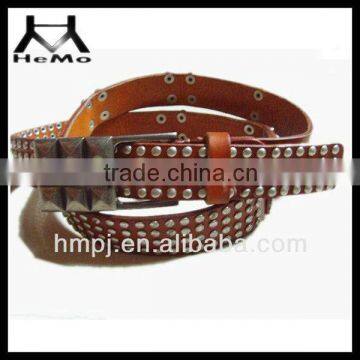 new style 2015 mens genuine leather belt with rivet for fashion selling