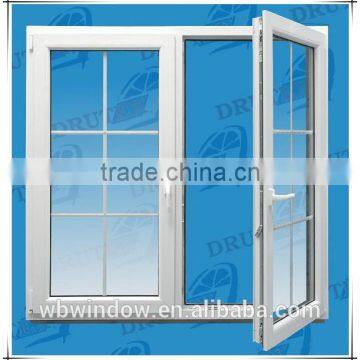 Latest house PVC casement windows with plastic eggcrate grille design