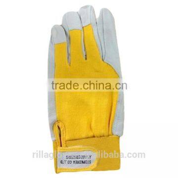 Drivers Pigskin First Layer Of Yellow Knit Work Gloves photo-2