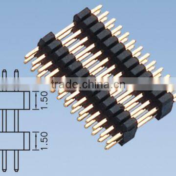 2 Row Double Plastic Straight Type Pin Header 1.0mm Insulator Height=1.5