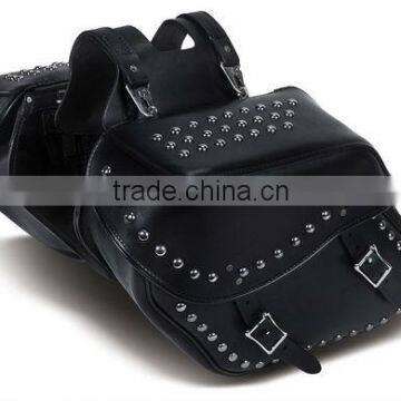Black Motorcycle Leather Saddle Bag