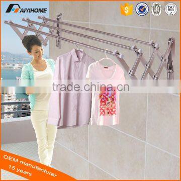 Aluminum wall mounted clothes hanger rack, Metal folding laundry rack,push pull clothes drying rack