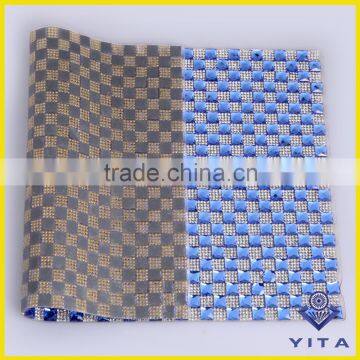 New Fashion Blue Hot Fix 8*8 Glass Crystal Rhinestone Sheet for Bags