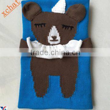 Passed Sedex testing 100%cotton super soft handmake Bear blanket