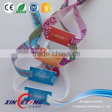 Frabric 13.56MHz RFID Wristbands 15693/Festival ticket fabric / woven rfid disposable wristband