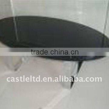 Black High gloss oval coffee table with MDF finished,wooden top and metal base modern end table