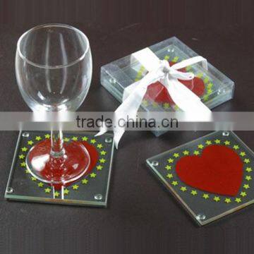 Wholesale exquisite blank glass coaster with custom logo for wedding favors giveaway