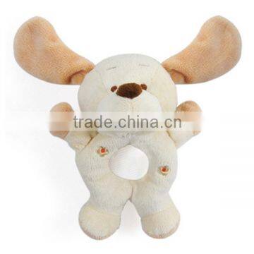 cheap soft funny dog plush rattle for baby toys